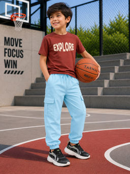 Purple United Kids - Boys Multi-Colour Cotton T-Shirt with Joggers