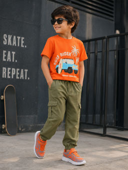 Purple United Kids - Boys Multi-Colour Cotton T-Shirt with Joggers