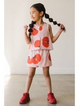 Tales & Stories - Girls Red Cotton Top with Skort