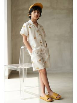 Tales & Stories - Boys off White Cotton Shirt with Shorts