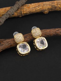 E2O - Gold Plated Gold Stone Crafted Contemporary Drop Earring for Women