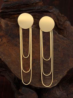 E2O - Gold Plated Layered Crafted Contemporary Gold Drop Earring for Women