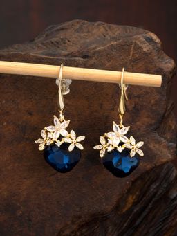 E2O - Gold Plated Stone Crafted Contemporary Blue Drop Earring for Women