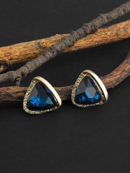 E2O - Golde Plated Cz Blue Stud Earring for Women