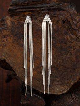 E2O - Contemporary Silver Plated Layered Dangler Silver Earring for Women