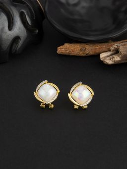 E2O - Gold Plated Stud Peral Earring for Women