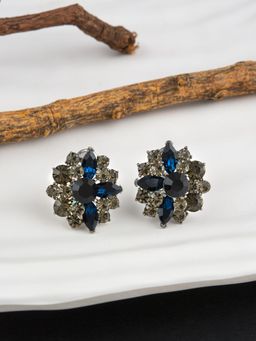E2O - Golde Plated Cz Blue Stud Earring for Women