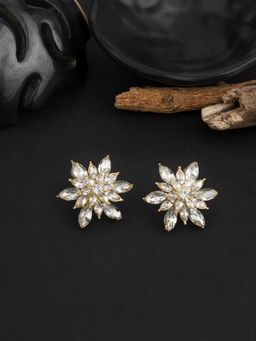 E2O - Golde Plated Cz White Stud Earring for Women