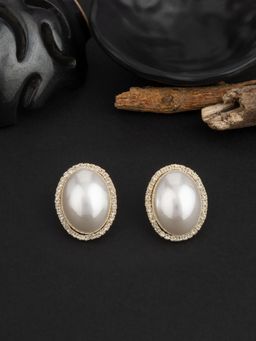 E2O - Golde Plated Peral White Stud Earring for Women