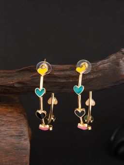 E2O - Round Shaped Gold Plated Multi Colour Hoop Earring for Women