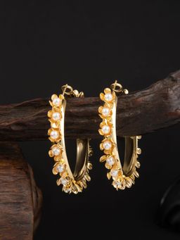 E2O - Round Shaped Gold Plated Hoop Earring for Women