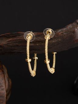 E2O - Round Shaped Gold Plated Hoop Earring for Women