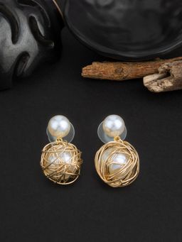 E2O - Quirky Gold Plated Contemporary Gold Drop Earring for Women
