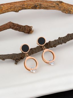 E2O - Gold Plated Stone Crafted Contemporary Gold Drop Earring for Women