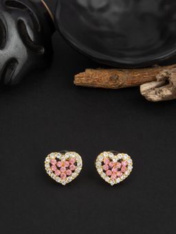 E2O - Golde Plated Heart Shaped Peral Stud Earring for Women