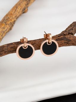 E2O - Rosegold Black Stud Earring for Women