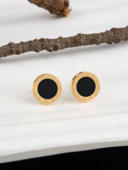 E2O - Gold Plated Black Stud Earring for Women