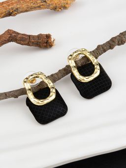 E2O - Gold Plated Black Stud Earring for Women