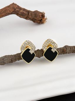 E2O - Gold Plated Black Stud Earring for Women