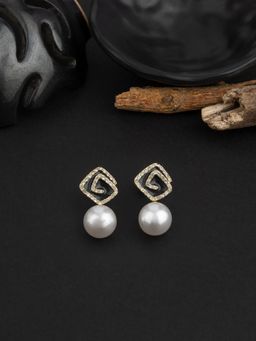 E2O - Gold Plated Beads Crafted Contemporary Black Drop Earring for Women