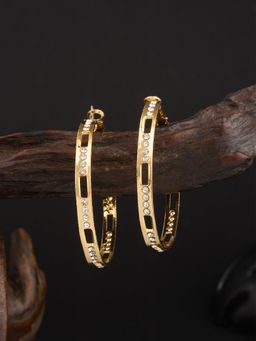 E2O - Round Shaped Gold Plated Hoop Earring for Women