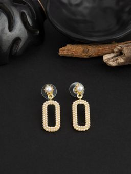 E2O - Gold Plated Stone Crafted Contemporary White Drop Earring for Women