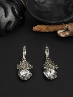 E2O - Silver Plated Beads Crafted Contemporary Black Drop Earring for Women