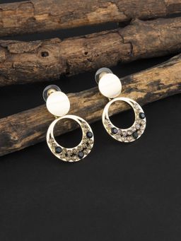 E2O - Gold Plated Beads Crafted Contemporary Black Drop Earring for Women