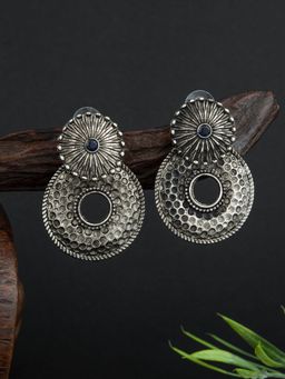 E2O - Classic Oxidized Metallic Plated With Meenakari Silver Earrings for Women