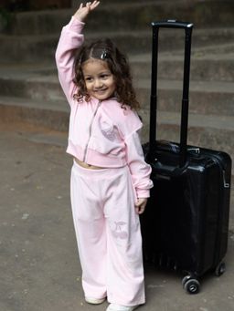 Napchief - Pink Cherry Velvet Hoodie with Pyjama (Set of 2)