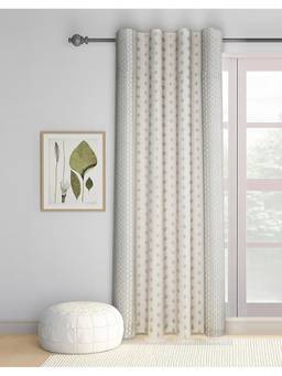 Fabindia - Natural Grey Urmi Cotton Cutwork Semi Sheer Curtain (7 Feet)