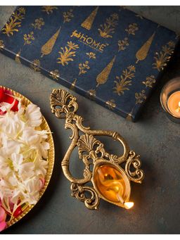 Fabindia - White Mehnoor Metal Puja Diya