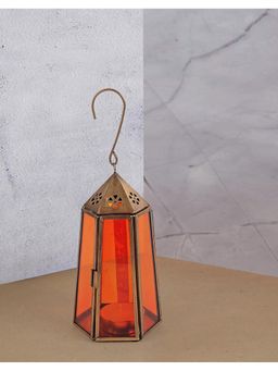 Fabindia - Antique Brass Devesh Glass Cutwork Table Lantern
