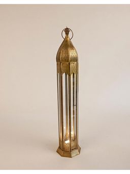 Fabindia - Antique Brass Devesh Glass Etched Table Lantern