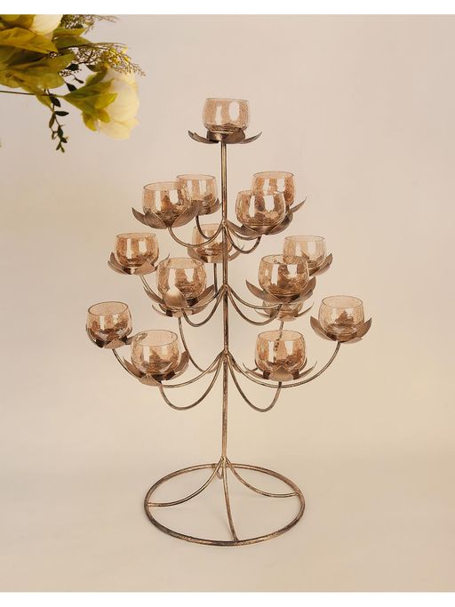 Fabindia Antique Rajivani Metal Tea Light Holder Cluster Large Brass