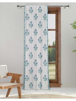Fabindia - Blue Advait Room Darkening Cotton Printed Curtain