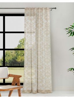 Fabindia - Beige Gulmarg Cotton Woven Cutwork Semi Sheer Curtain (9 Feet)