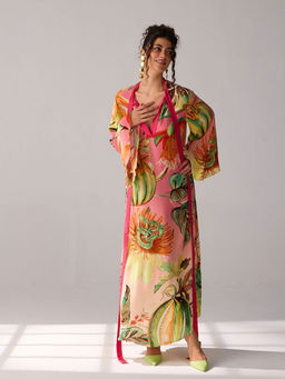 Verb - Red Printed Tie-Up Neck Alani Dress