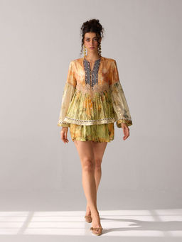 Verb - Multi-Color Printed Zari Astrid Peplum Top