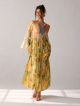 Verb - Green Printed Krisha Maxi Dress