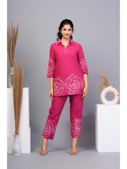 KAFTANIZE - Rani Pink Floral Printed Cotton Co-Ord (Set of 2)