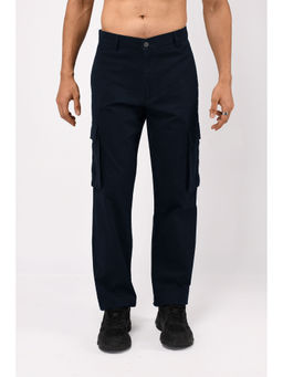 TAILORAEDGE - Navy Blue Finest Twill Relaxed Cargo Pant