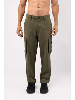TAILORAEDGE - Olive Finest Twill Relaxed Cargo Pant
