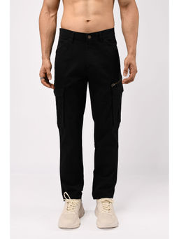 TAILORAEDGE - Black Utility Zip Cargo Pant