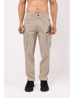 TAILORAEDGE - Cream Utility Zip Cargo Pant