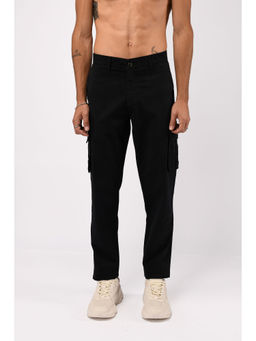 TAILORAEDGE - Black Elevated Twill Tailored Cargo Pant