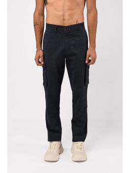 TAILORAEDGE - Navy Blue Elevated Twill Tailored Cargo Pant