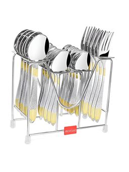 FNS - Passion 24 Karat Gold Plated Stainless Steel Cutlery Set Of 24 Pcs with Hanging Stand