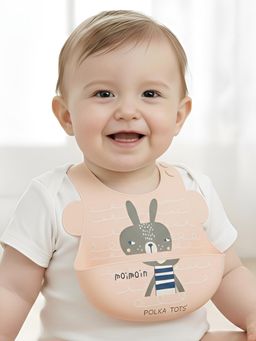 Polka Tots - Brown Printed Silicone Bib