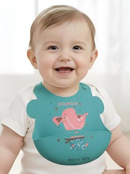 Polka Tots - Teal Printed Silicone Bib